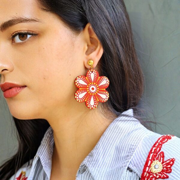 Earrings for Women – Handcrafted Orange Floral Statement Design