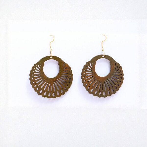 Earrings for Women – Handcrafted Brown and Gold Spiral Hoop Design