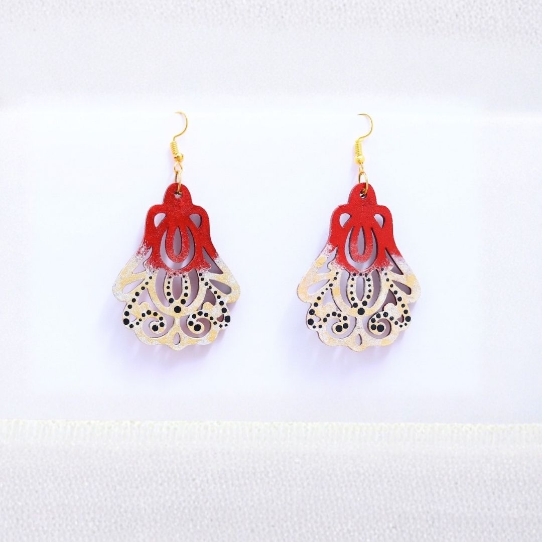 Earrings for Women – Handcrafted Red and Silver Jhumka Design