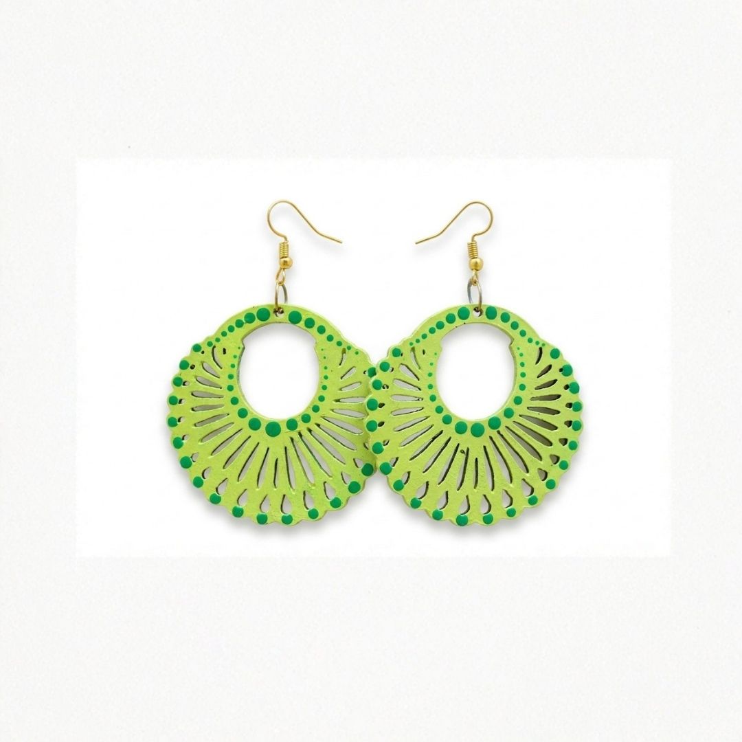 Earrings for Women – Handcrafted Light Green Spiral Hoop Design