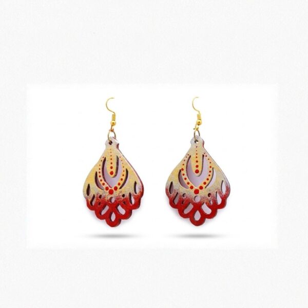 Earrings for Women – Handcrafted Red and Black Teardrop Design