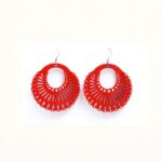 Earrings for Women – Handcrafted Bright Red Spiral Hoop Design