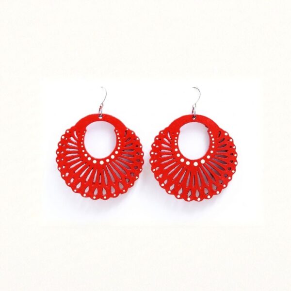 Earrings for Women – Handcrafted Bright Red Spiral Hoop Design