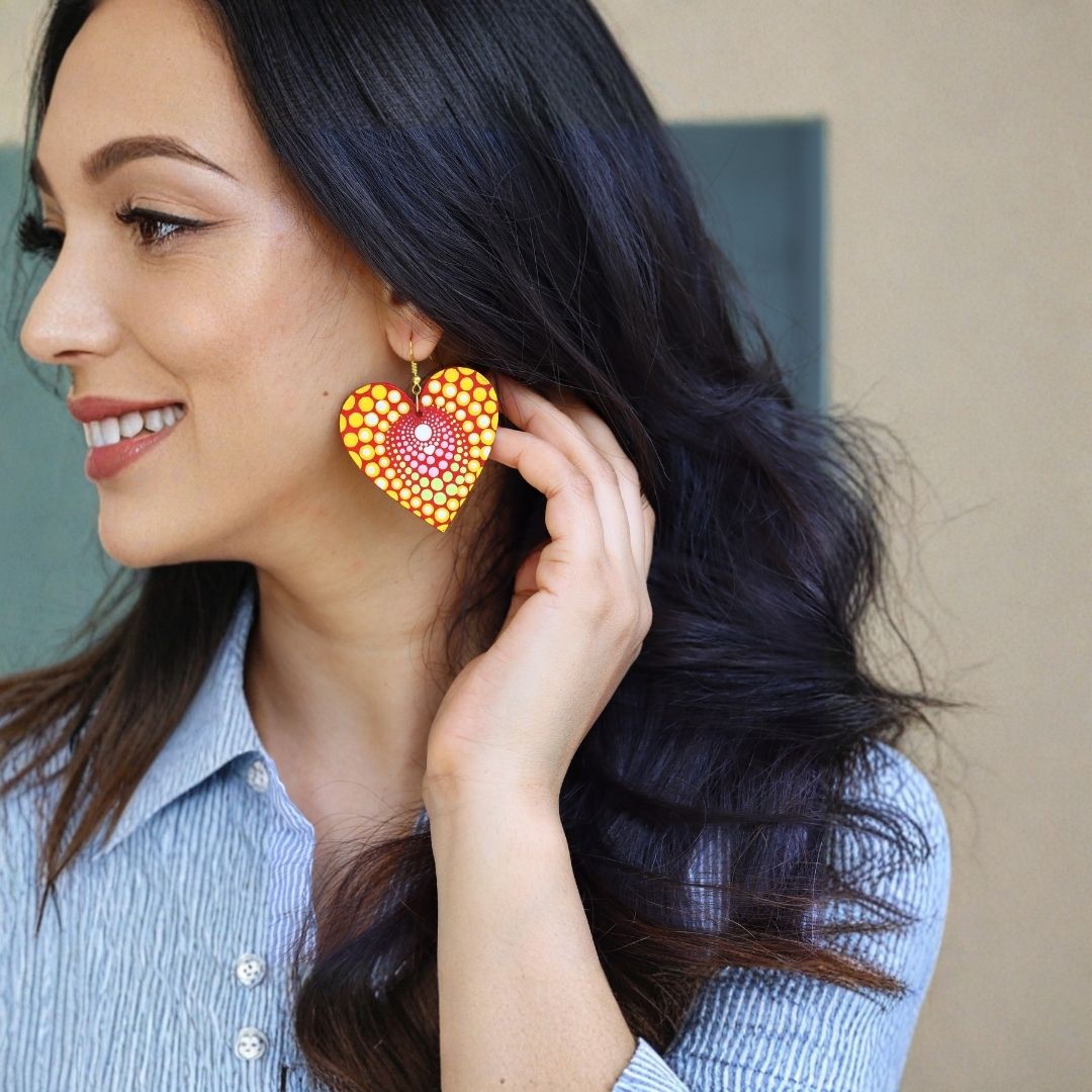 Earrings for Women – Handcrafted Pink and Orange Heart Design