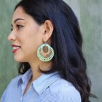 Earrings for Women – Handcrafted Mint Green Circular Design