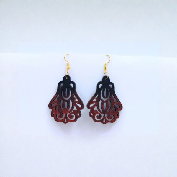Earrings for Women – Handcrafted Black and Red Peacock Dangle Design