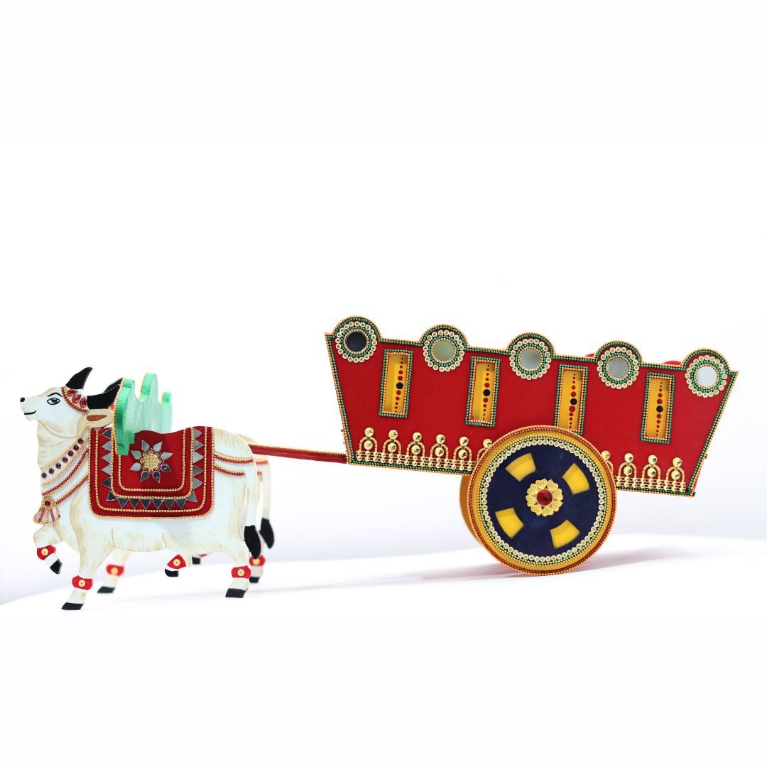 Bullock Cart Red Yellow Dry Fruit Box