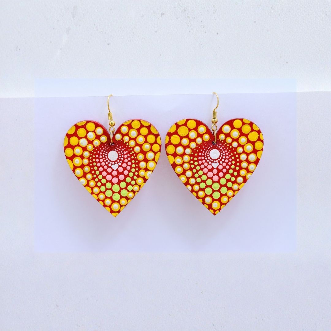Earrings for Women – Handcrafted Orange and Yellow Heart Design