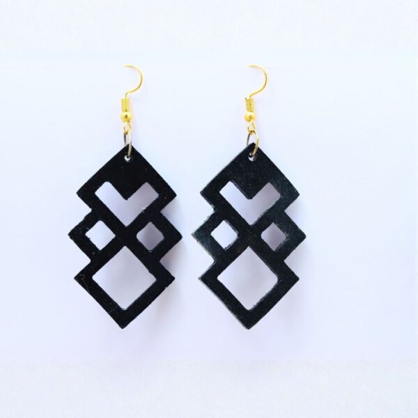 Earrings for Women – Handcrafted Black Geometric Diamond Design