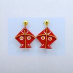 Earrings for Women – Handcrafted Red and Yellow Kite-Shaped Design