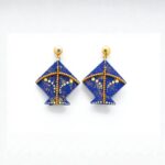 Earrings for Women – Handcrafted Navy Blue Kite-Shaped Design