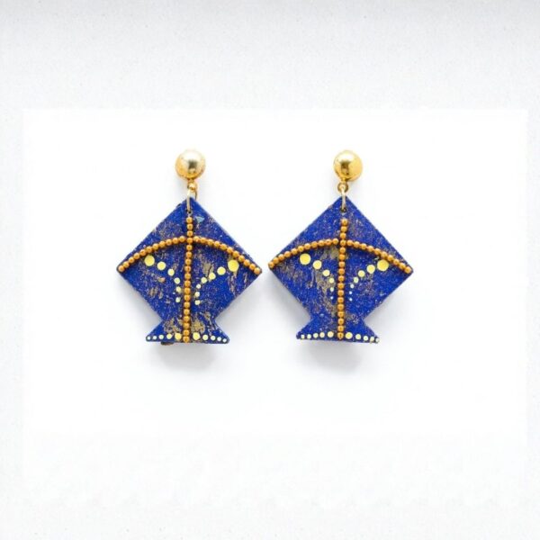 Earrings for Women – Handcrafted Navy Blue Kite-Shaped Design
