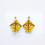 Earrings for Women – Handcrafted Yellow and Red Kite-Shaped Design