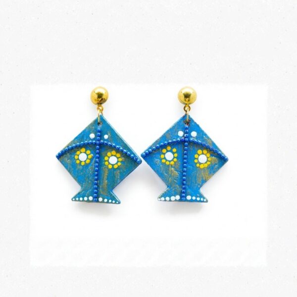 Earrings for Women – Handcrafted Teal Blue Kite-Shaped Design