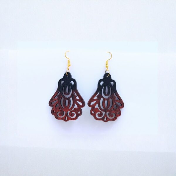 Earrings for Women – Handcrafted Black and Red Peacock Design