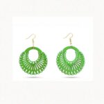 Earrings for Women – Handcrafted Green Spiral Hoop Design