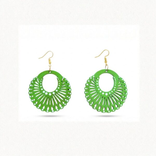 Earrings for Women – Handcrafted Green Spiral Hoop Design