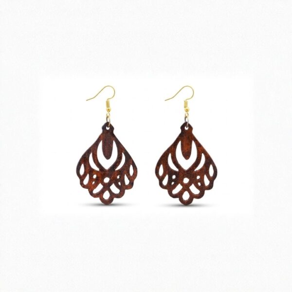 Earrings for Women – Handcrafted Brown Peacock Cutwork Design