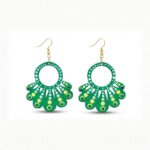 Earrings for Women – Handcrafted Green Peacock Dangle Design