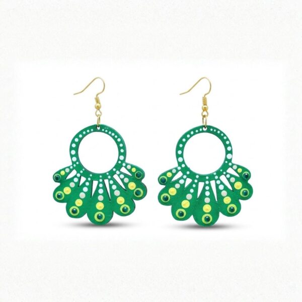 Earrings for Women – Handcrafted Green Peacock Dangle Design