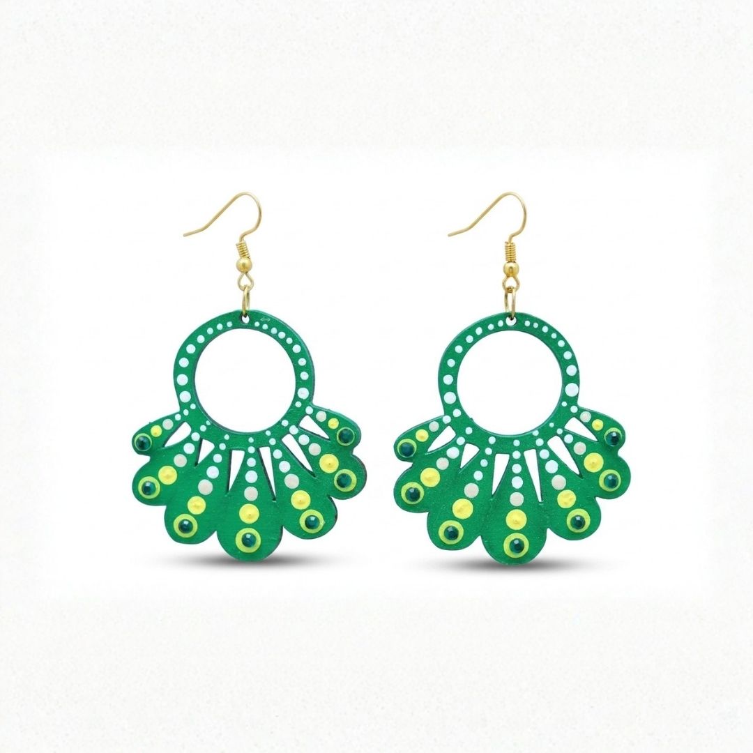 Earrings for Women – Handcrafted Green Peacock Dangle Design