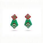 Earrings for Women – Handcrafted Green and Red Leaf-Shaped Design