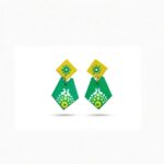 Earrings for Women – Handcrafted Green and Yellow Geometric Design