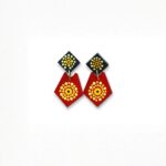 Earrings for Women – Handcrafted Red and Yellow Geometric Design