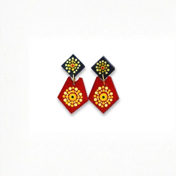 Earrings for Women – Handcrafted Red and Yellow Geometric Design