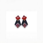 Earrings for Women – Handcrafted Black and Red Geometric Design