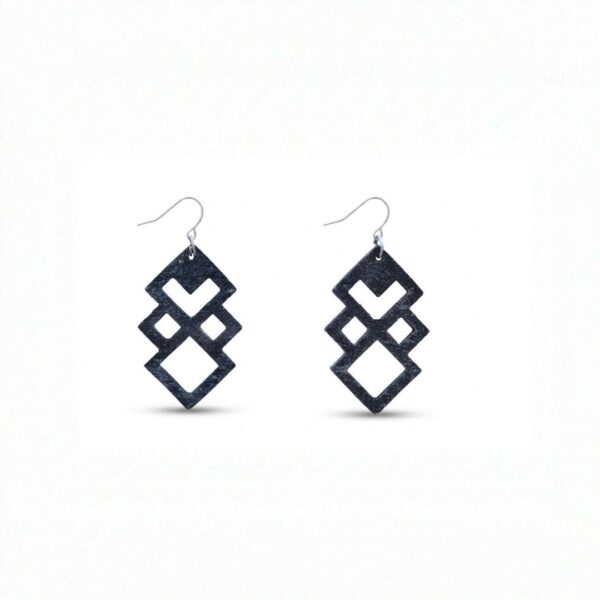 Earrings for Women – Handcrafted Black Interlocking Diamond Design