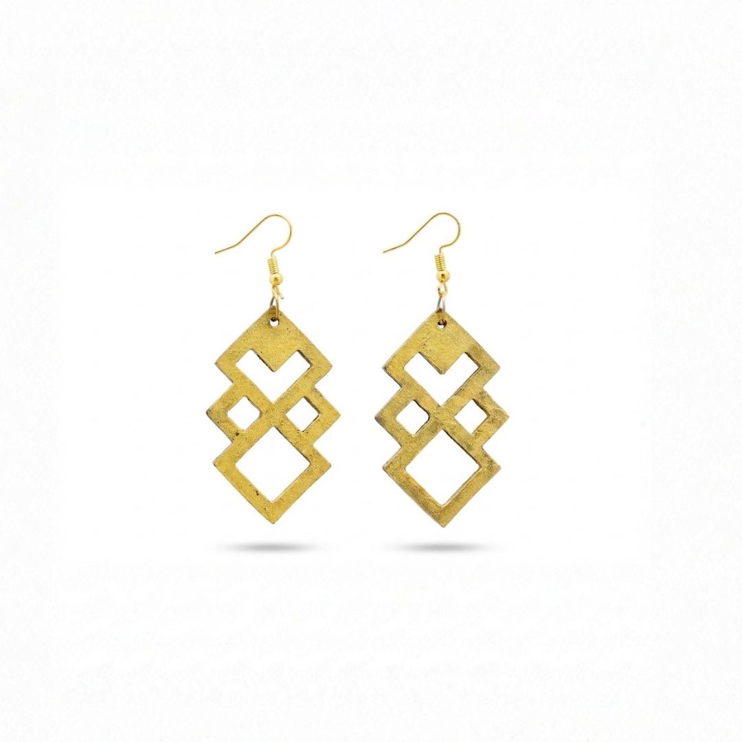 Earrings for Women – Handcrafted Gold Interlocking Diamond Design