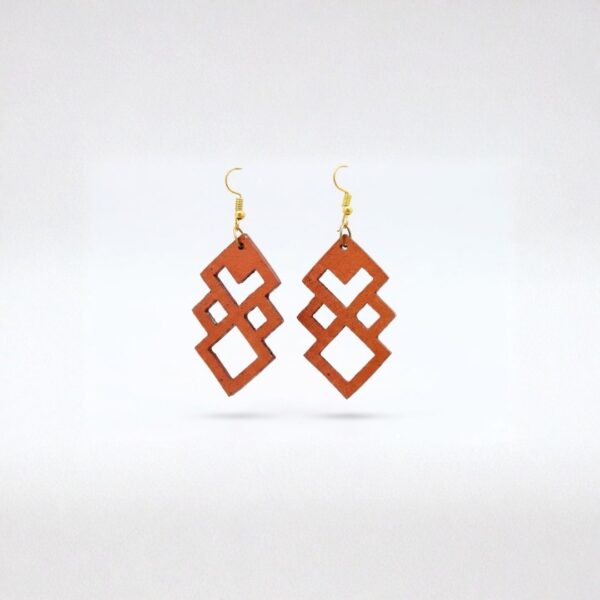 Earrings for Women – Handcrafted Orange Interlocking Diamond Design