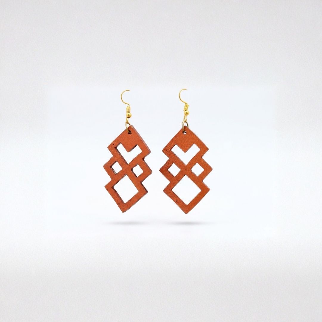 Earrings for Women – Handcrafted Orange Interlocking Diamond Design
