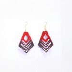 Earrings for Women – Handcrafted Red and Purple Geometric Design