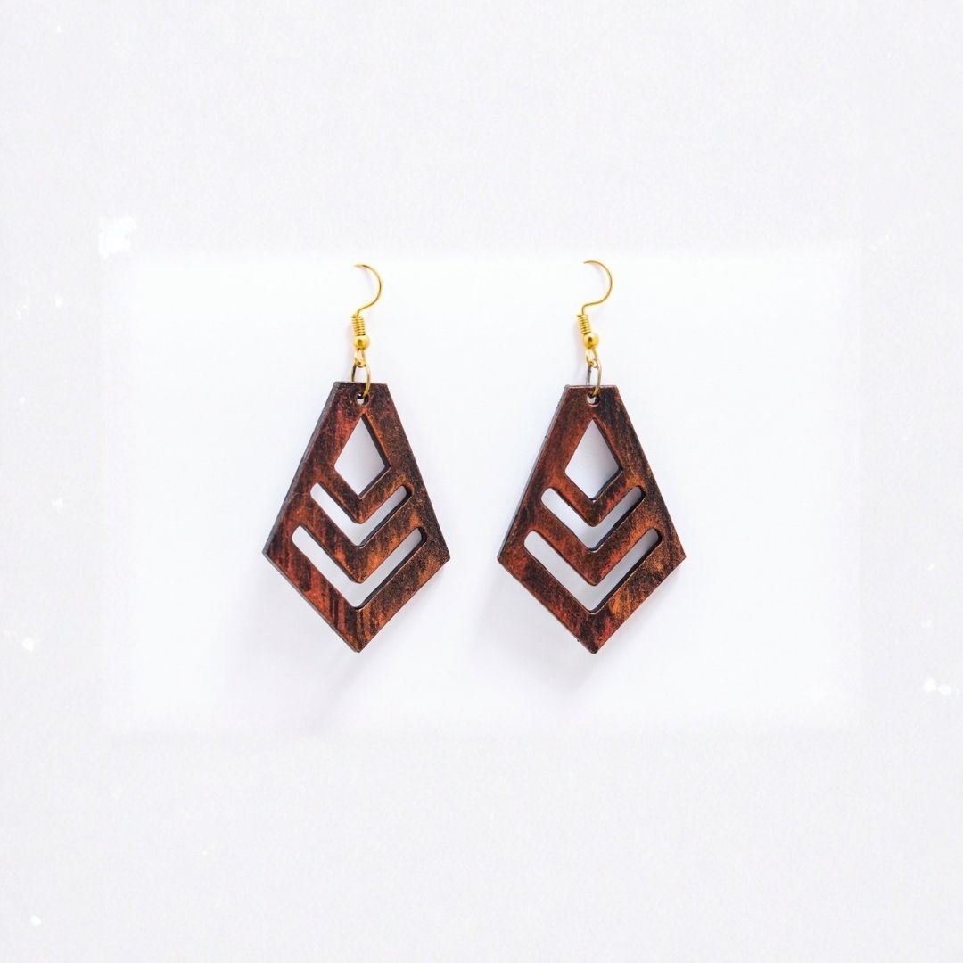 Earrings for Women – Handcrafted Brown and Red Geometric Design