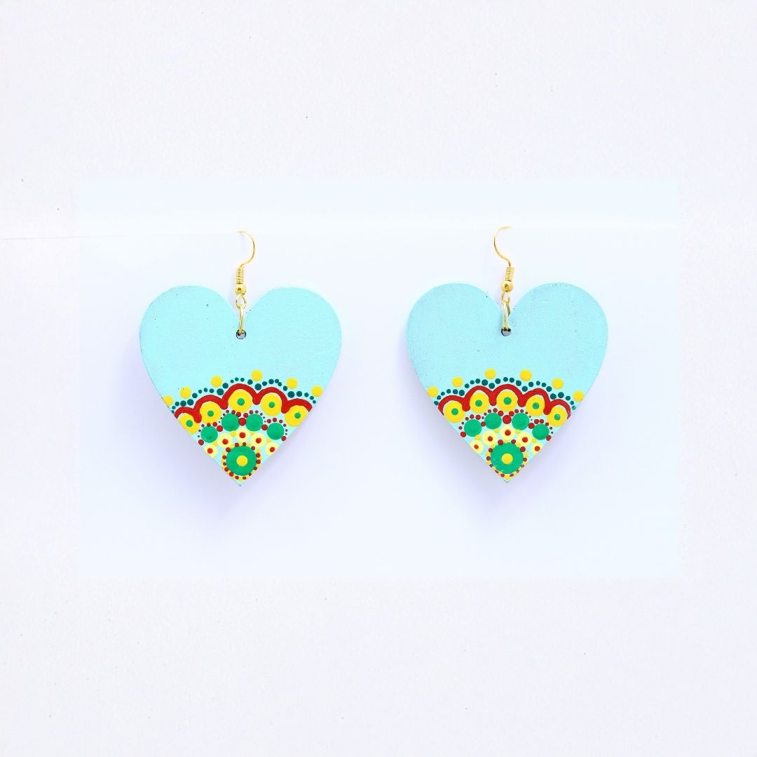 Earrings for Women – Handcrafted Turquoise Heart-Shaped Design