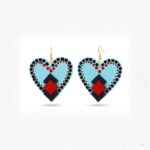 Earrings for Women – Handcrafted Black and Blue Heart-Shaped Design