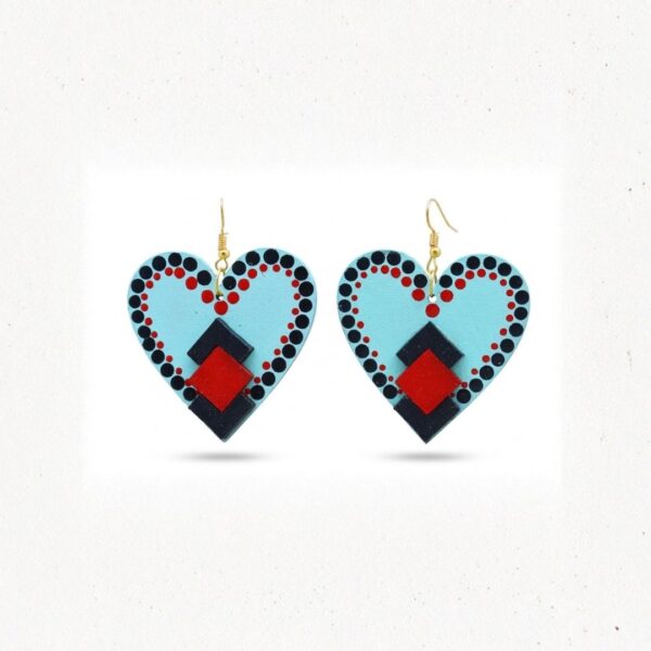 Earrings for Women – Handcrafted Black and Blue Heart-Shaped Design