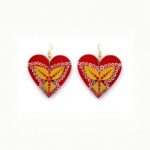 Earrings for Women – Handcrafted Red and Yellow Heart-Shaped Design