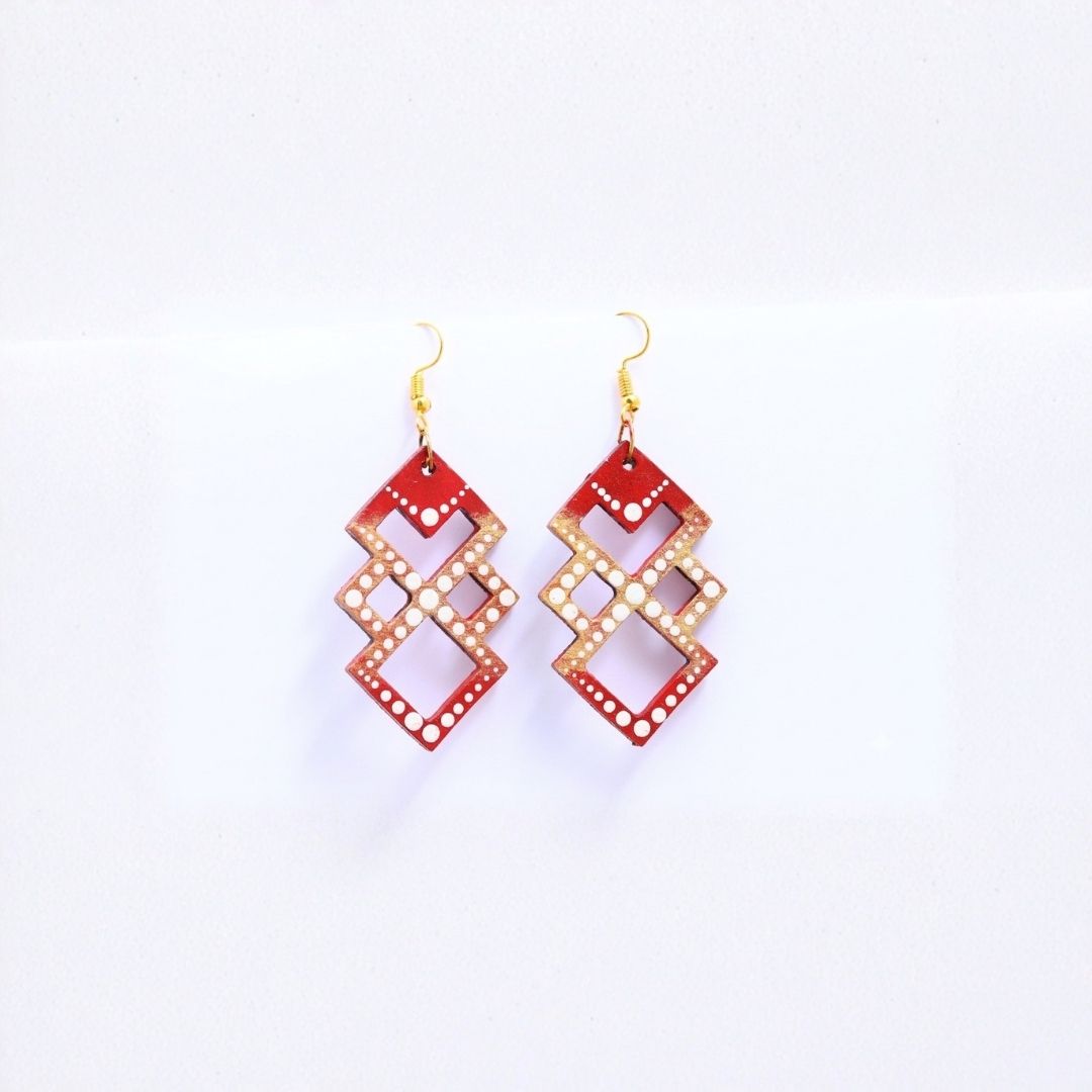 Earrings for Women – Handcrafted Pink and Orange Geometric Design