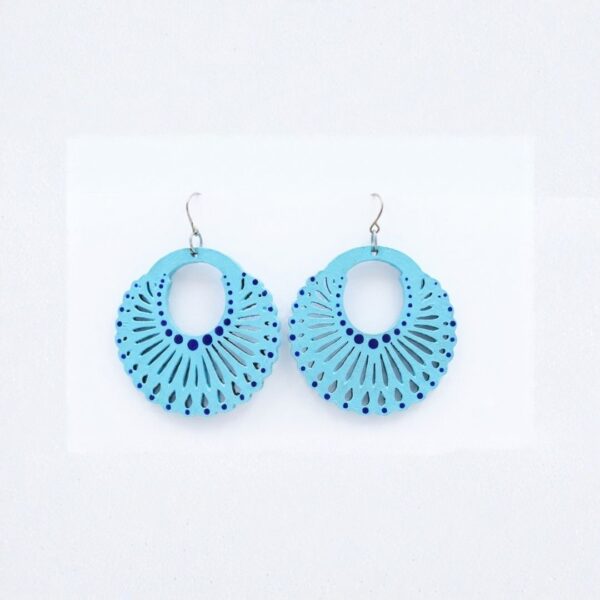 Earrings for Women – Handcrafted Sky Blue Spiral Hoop Design